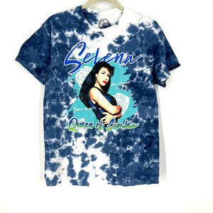 Selena Queen Of Cumbia Portrait Tie Dye T-Shirt Blue Size Large NWOT